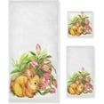 thumbnail image 1 of Vintage Easter Bunny and Flower White Soft Decorative 3 Pieces Towels Set, 1 Bath Towel+1 Hand Towel+1 Washcloth, Multipurpose for Bathroom, Hotel, Gym, Spa and Kitchen, 1 of 5