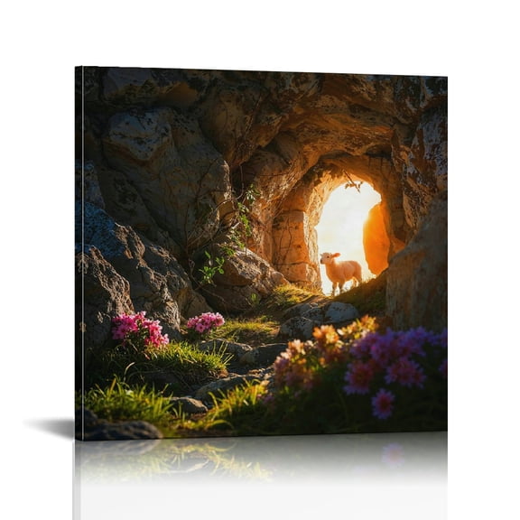 Vintage Easter Christian Jesus Wall Art Jesus Leaves the Tomb Canvas Painting Resurrected Savior Leaves the Tomb He Is Risen Posters Prints for Church Home Bedroom living room Home Wall Decor Framed