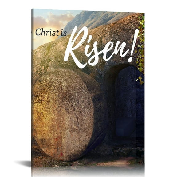 Vintage Easter Christian Jesus Wall Art Jesus Leaves the Tomb Canvas Painting Resurrected Savior Leaves the Tomb He Is Risen Posters Prints for Church Home Bedroom living room Home Wall Decor Framed