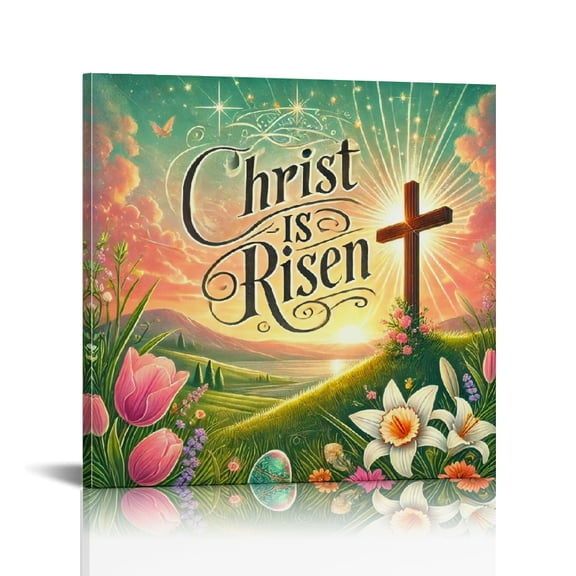 Vintage Easter Christian Jesus Wall Art Jesus Leaves the Tomb Canvas Painting Resurrected Savior Leaves the Tomb He Is Risen Posters Prints for Church Home Bedroom living room Home Wall Decor Framed