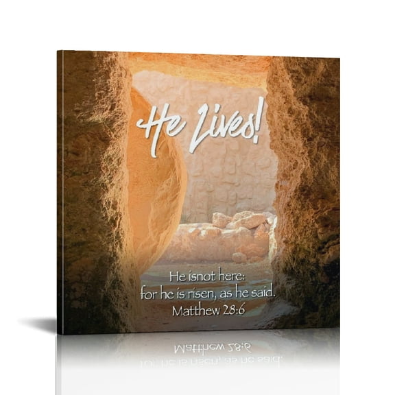 Vintage Easter Christian Jesus Wall Art Jesus Leaves the Tomb Canvas Painting Resurrected Savior Leaves the Tomb He Is Risen Posters Prints for Church Home Bedroom living room Home Wall Decor Framed