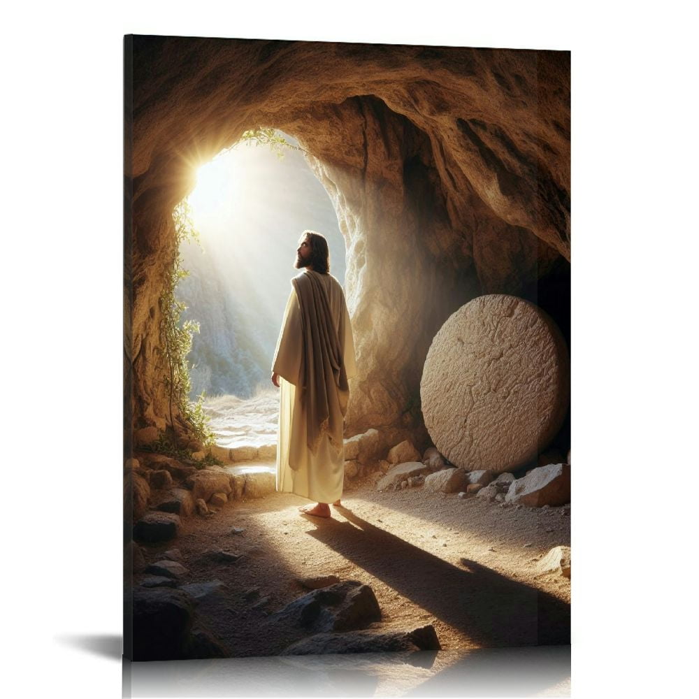 Vintage Easter Christian Jesus Wall Art Jesus Leaves the Tomb Canvas ...
