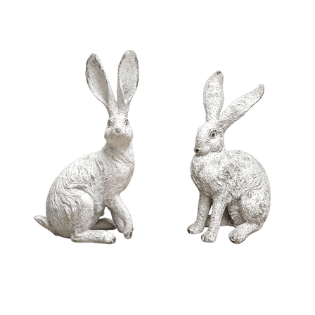 Vintage Easter Decor - Antique Style Resin Bunny Figurine, Whimsical Animal Statue for Cottagecore Home & Spring Display A