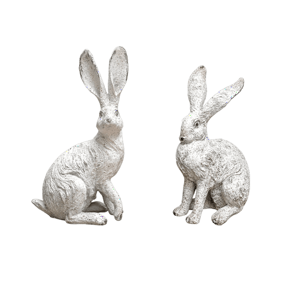 Vintage Easter Decor - Antique Style Resin Bunny Figurine, Whimsical Animal Statue for Cottagecore Home & Spring Display A
