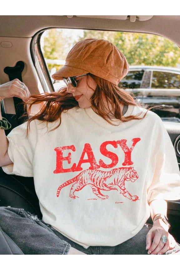 Vintage Easy Tiger Graphic T-Shirt | Retro-Inspired Tiger Tee | 70s Vintage Style Graphic Shirt | Casual Outfit