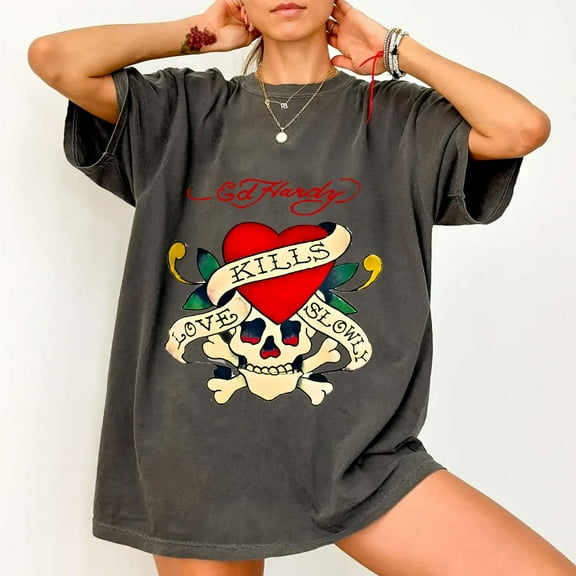 Vintage Ed Hardy Love Kills Slowly T-Shirt, Vtg ED HARDY Shirt, Unisex Tee