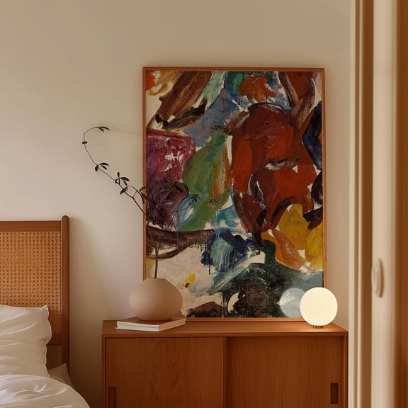 Vintage Edvard Weie Floral Abstract Botanical Poster, Botanical Bedroom And Living Room Decor