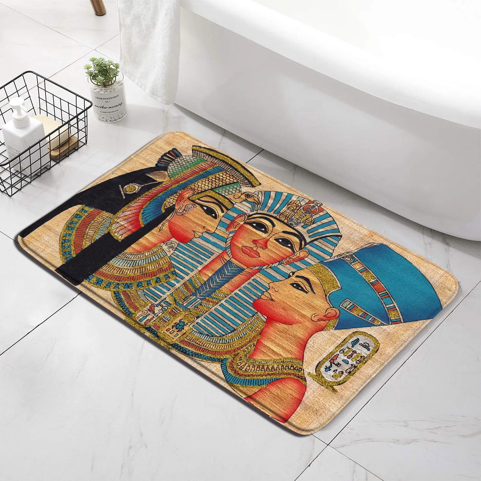Vintage Egyptian Bath Mat Set African Pharaoh Pyramid Ethnic Style ...
