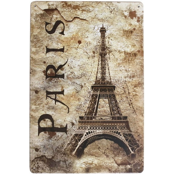 Vintage Eiffel Tower Paris Metal Tin Sign Wall Decor Colorfull