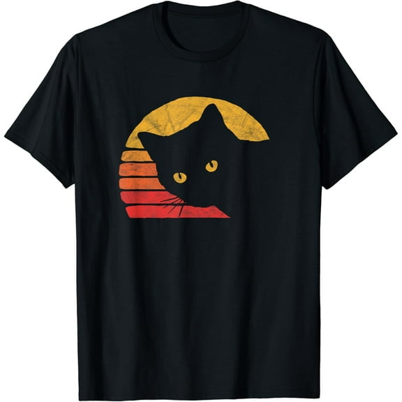 Vintage Eighties Style Cat Retro Distressed Design T-Shirt