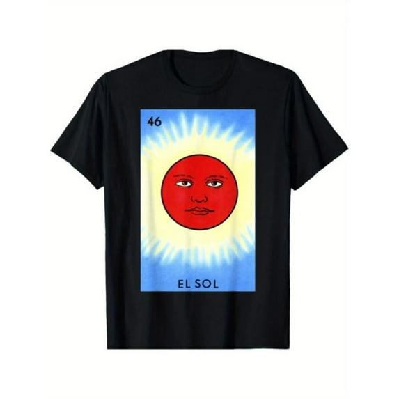 Vintage El Sol Sun Face Graphic Tee Mexican Lotería Card Shirt