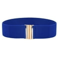 thumbnail image 1 of Vintage Elastic Belts for Women 50s Style Wide Belt With Gold Buckle Fashion Versatile Waistband Blue One Size, 1 of 3