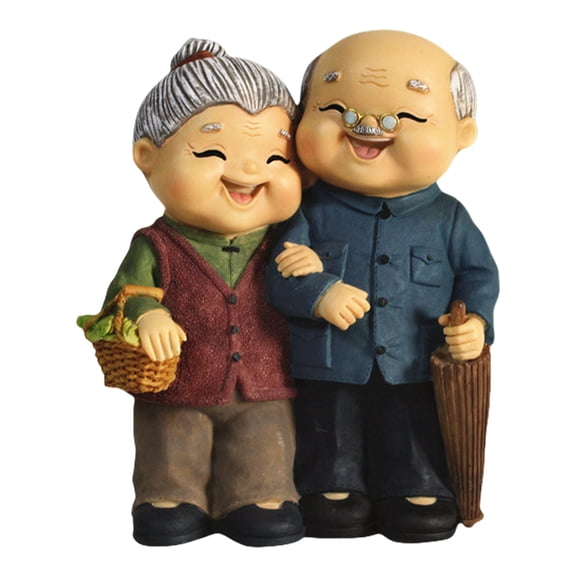 Vintage Elderly Couple Resins Statue Figurine Weddings Valentines Day Gift for Couples and Home Decors Enthusiasts