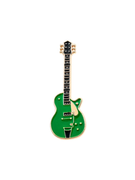 Vintage Electric Guitar Brooch Pin for Women, Retro Green Enamel Music Lover Badge, Rock Style Lapel Accessory Gift, brooches and pins for women Green