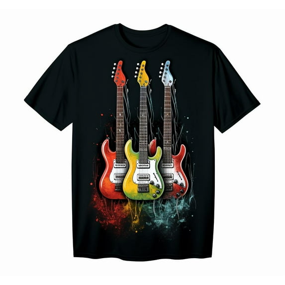 Vintage Electric Guitars Set of Three T-Shirt Men's Retro Rock Music Tee