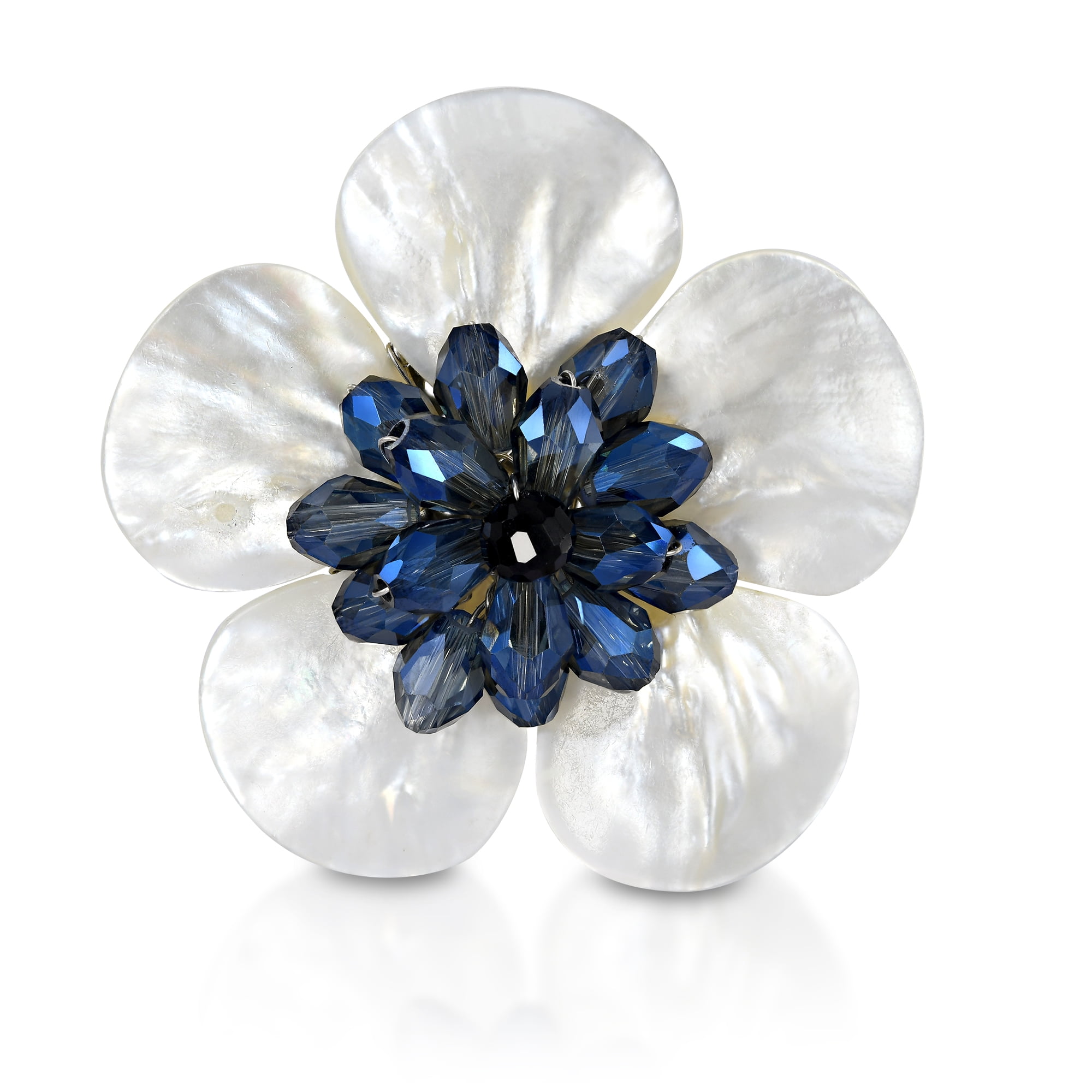 Merdia Created Crystal Brooch Fancy Vintage Style Flower Brooch Pin for  Women, girls, ladies Blue color（3Pcs）
