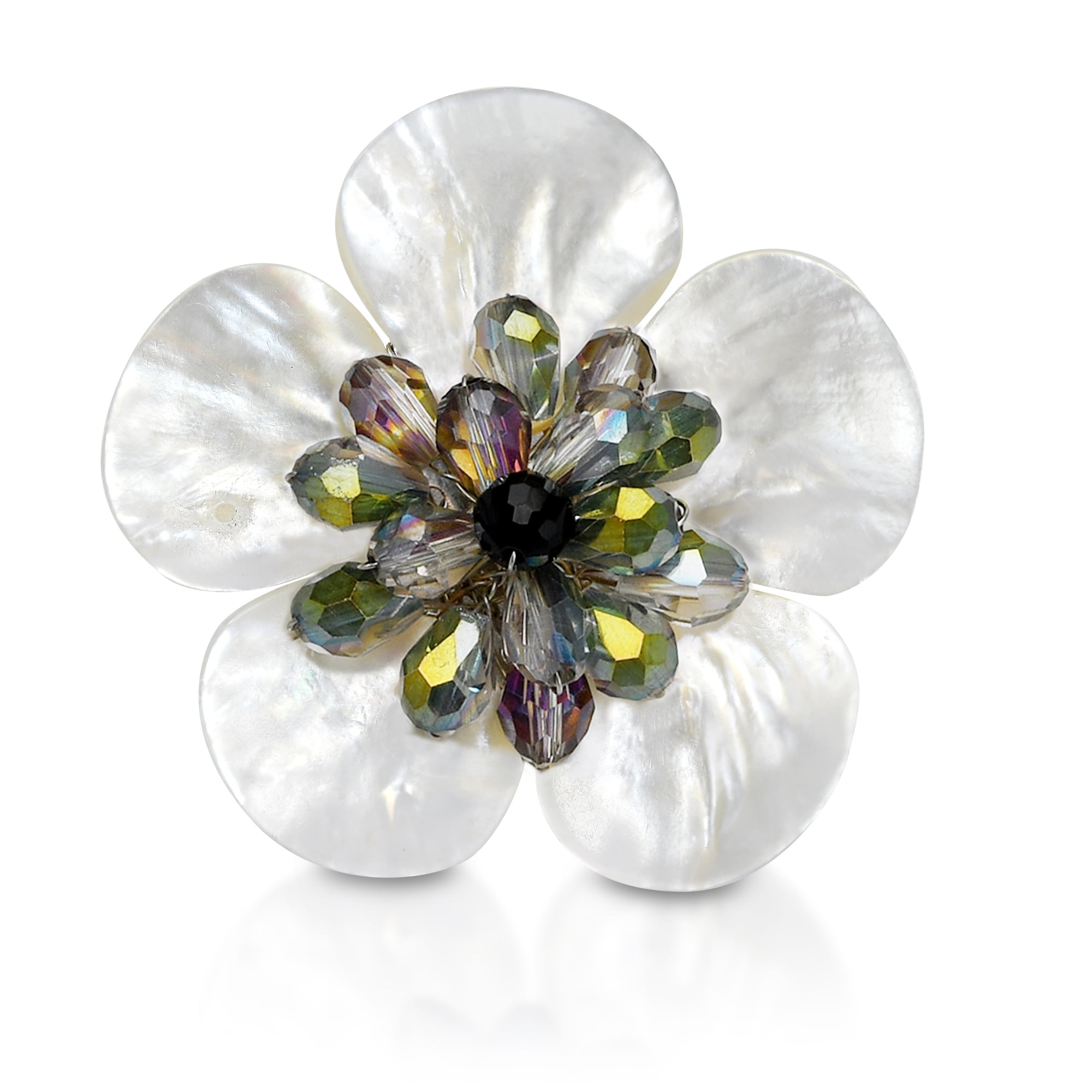 アンティークピンディッシュ Mother of Pearl Shell Vintage Elegance Mother of Pearl Shell and Gray Crystal Bead