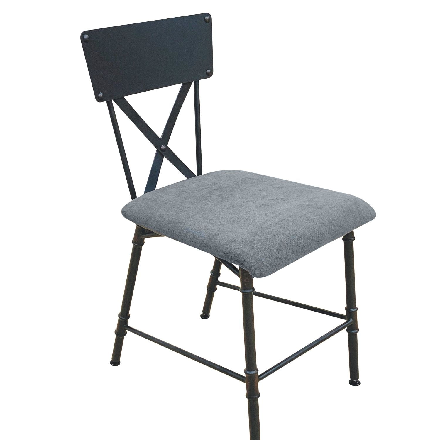 Elegant Gray Faux Leather Executive Armless Chair with Metal Accents