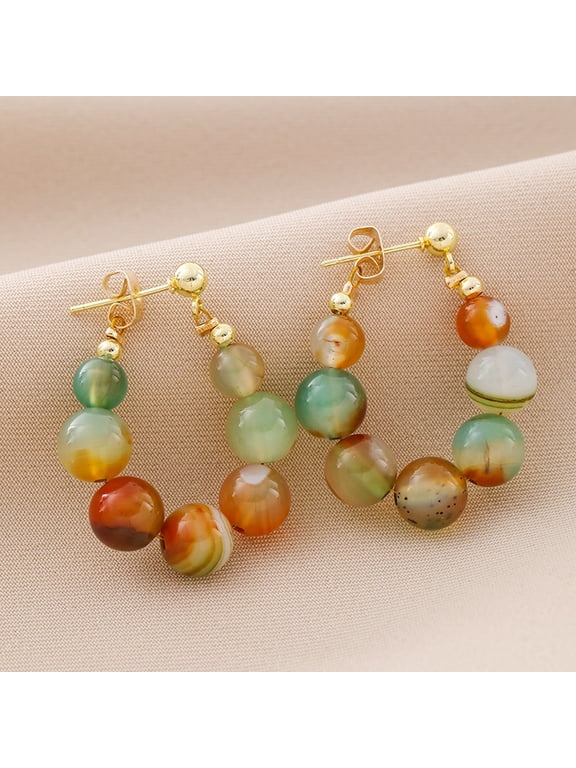 Vintage Elegant Boho Style Beaded Drop & Dangle Earrings, Colorful Stone,for Women, with Daily & Party Accessory for All Seasons