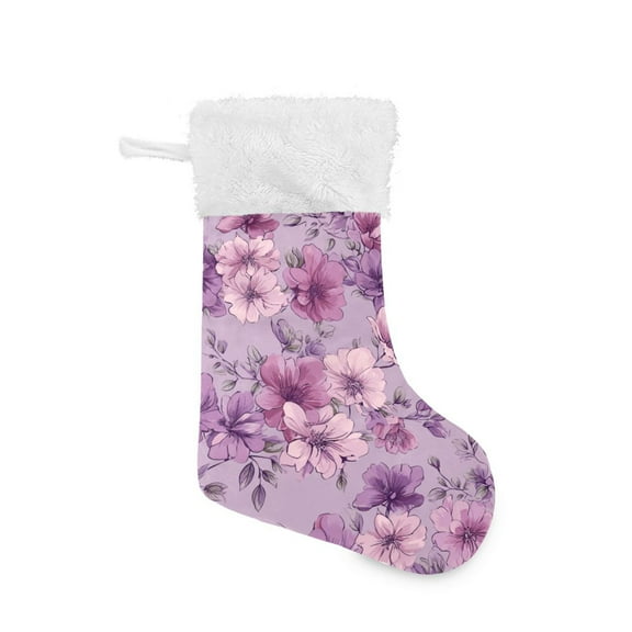 Vintage Elegant Flowers Pattern Christmas Stockings Large Capacity 18 inch Gift Bag with Hook Xmas Holiday Decor 1 Pack