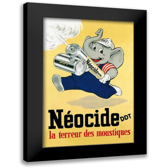 Vintage Elephant 17x24 Black Modern Framed Museum Art Print Titled - Neocide DDT - La Terreur des Moustiques