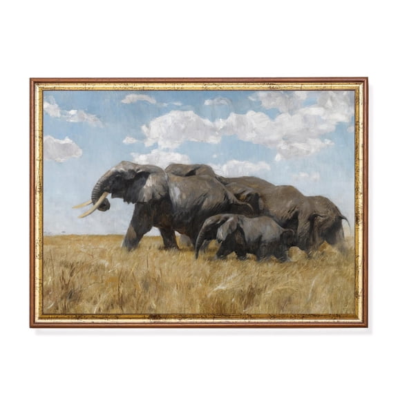 Vintage Elephant Art Print Poster African Savannah Wildlife, Size 16x24 UNFFRAMED F03.1.7l262