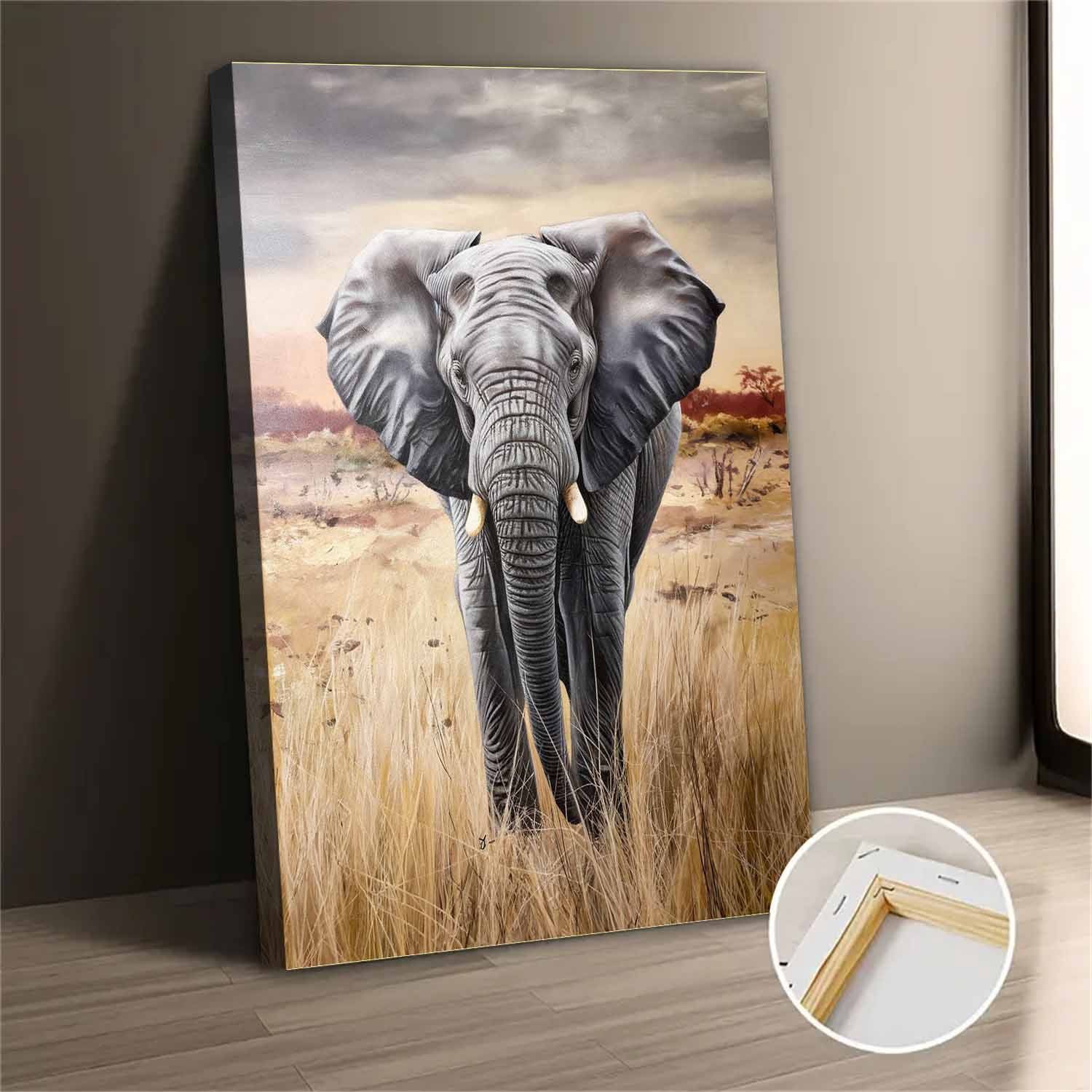 Vintage Elephant Canvas Wall Art Print For Bedroom Living Room Home ...