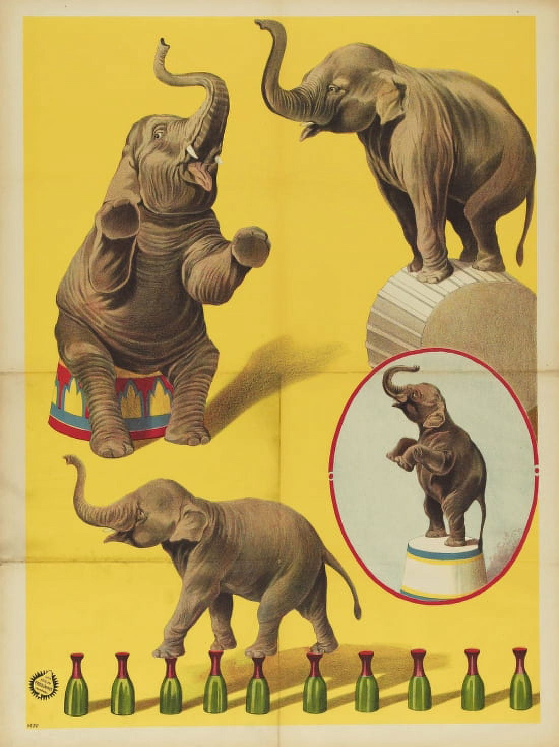 Vintage Elephant Circus Canvas Art - (18 x 24)