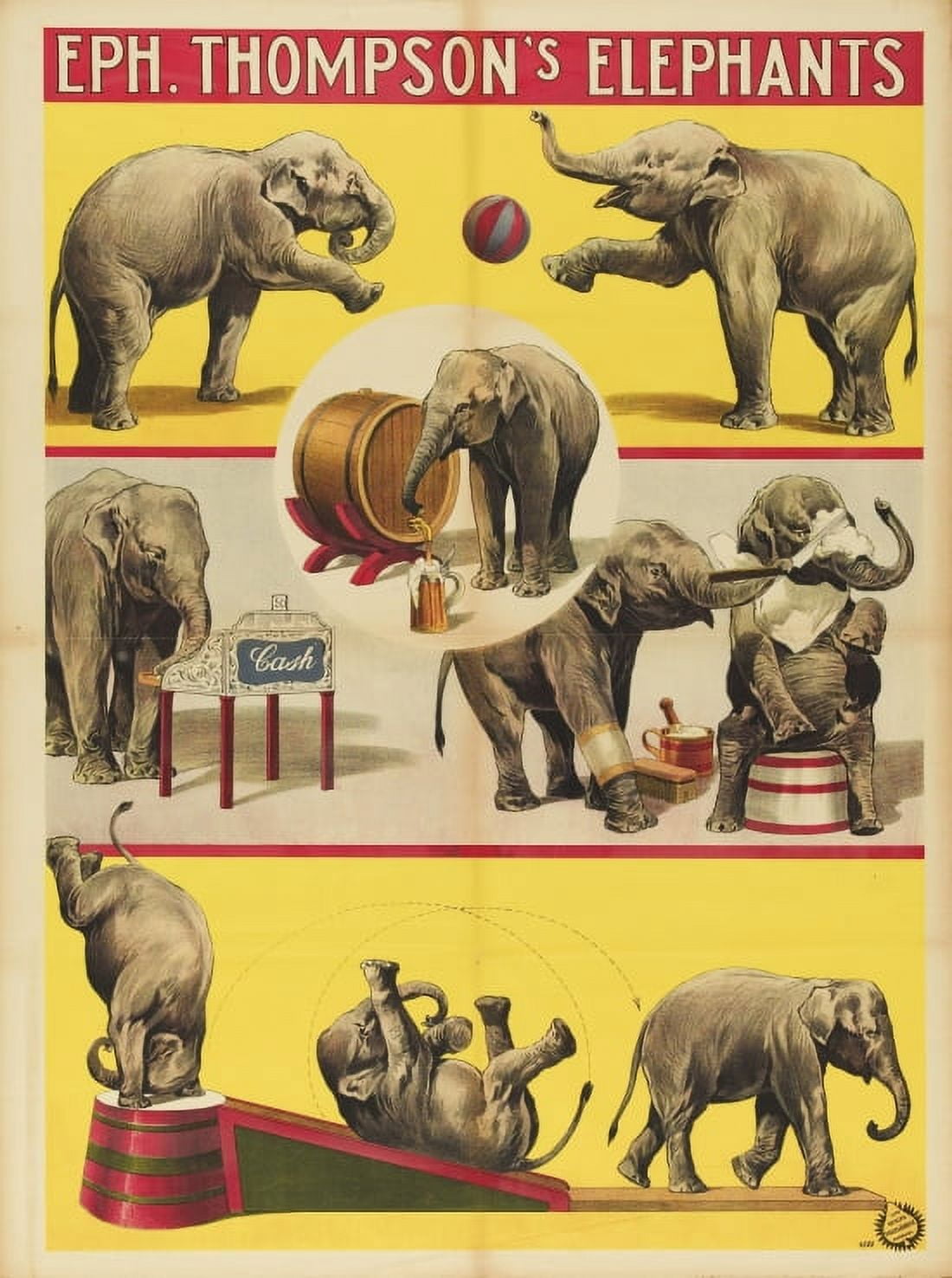 Vintage Elephant Circus Canvas Art - (18 x 24)