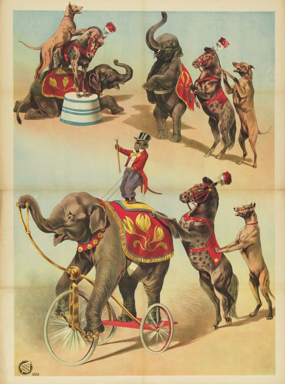 Vintage Elephant Circus Canvas Art - (18 x 24)