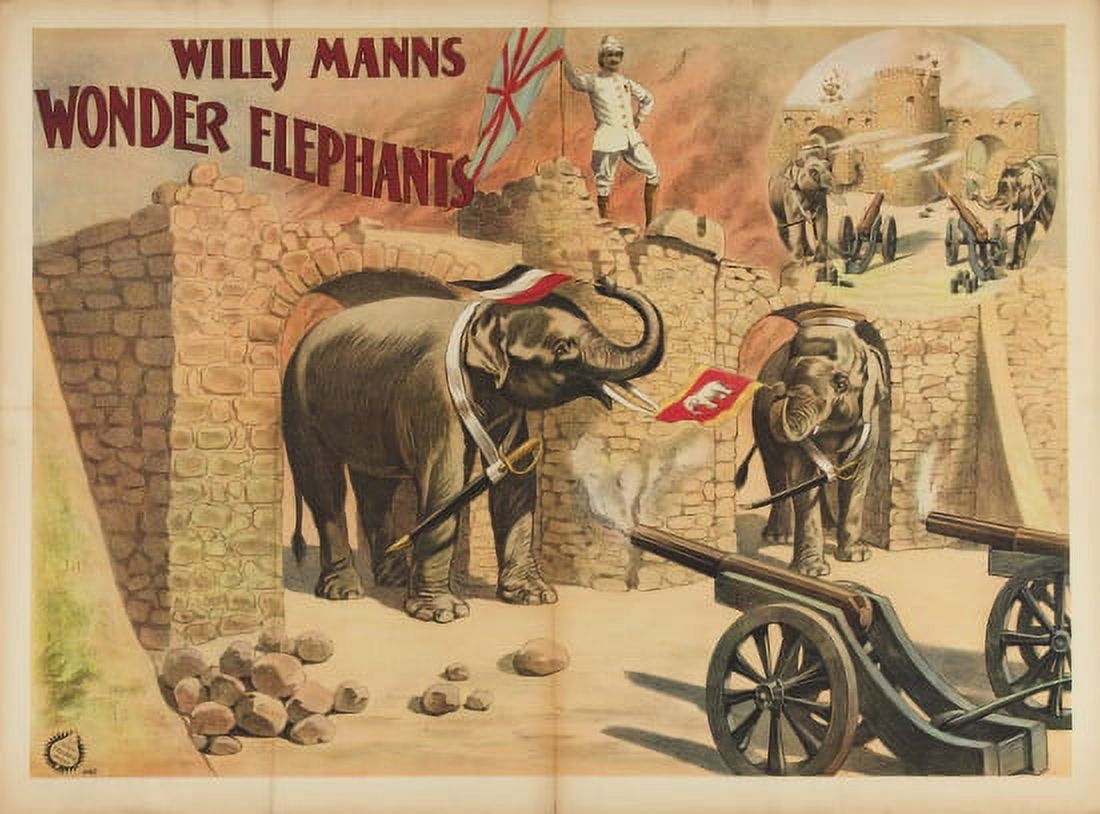 Vintage Elephant Circus Canvas Art - (18 x 24)