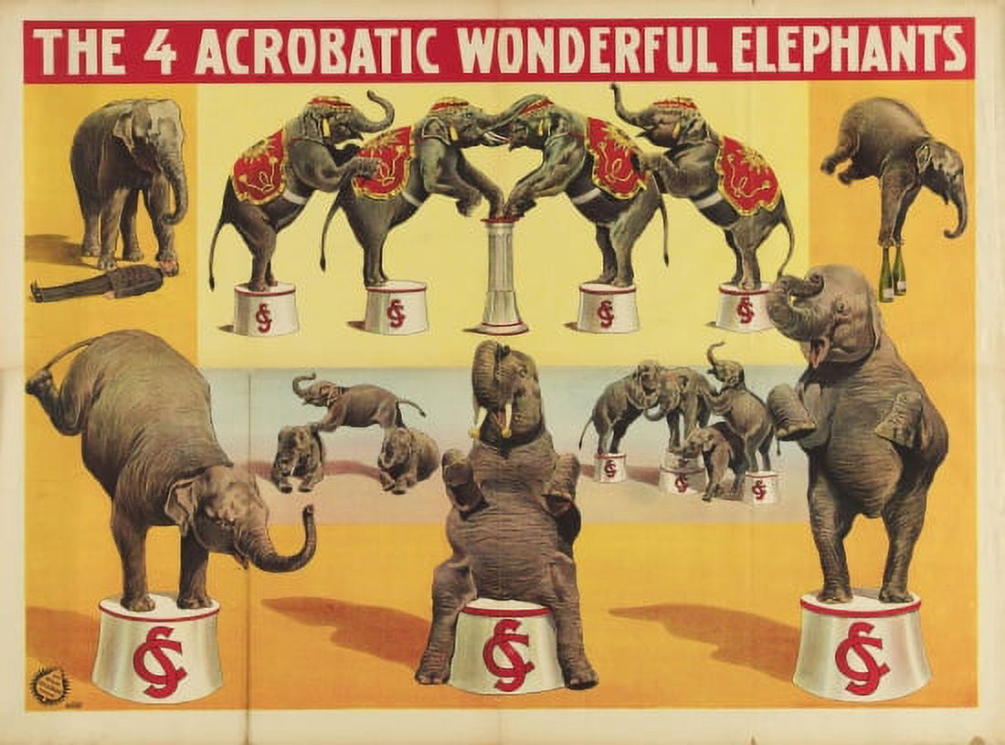 Vintage Elephant Circus Canvas Art -  (18 x 24)