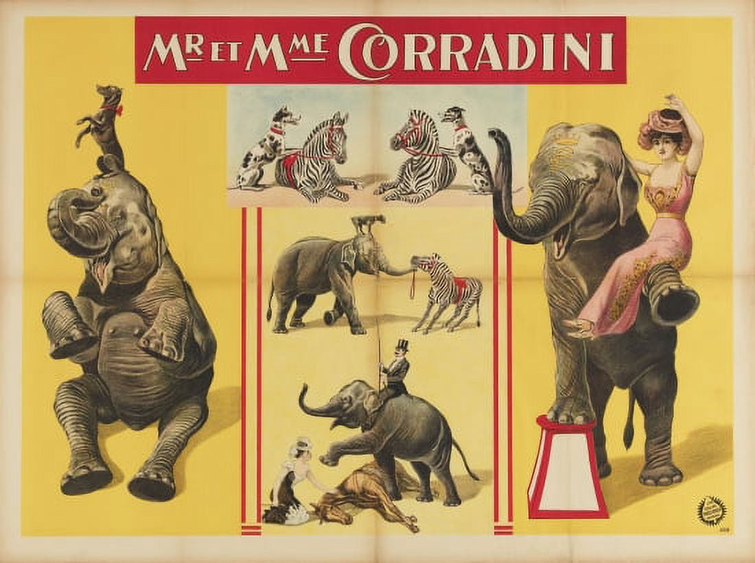 Vintage Elephant Circus Canvas Art - (18 x 24)