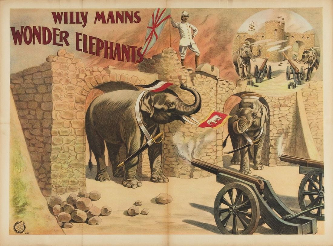 Vintage Elephant Circus Canvas Art - (24 x 36)