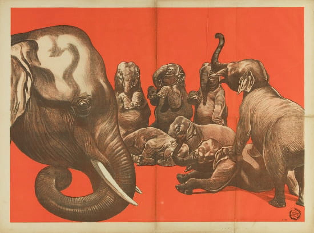 Vintage Elephant Circus Canvas Art - (24 x 36)