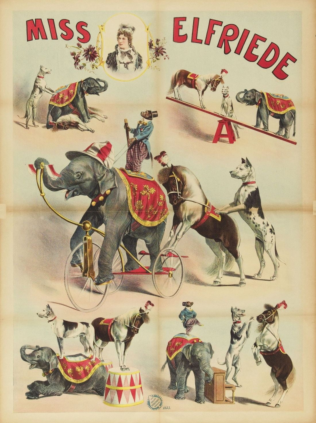 Vintage Elephant Circus Canvas Art - (24 x 36)