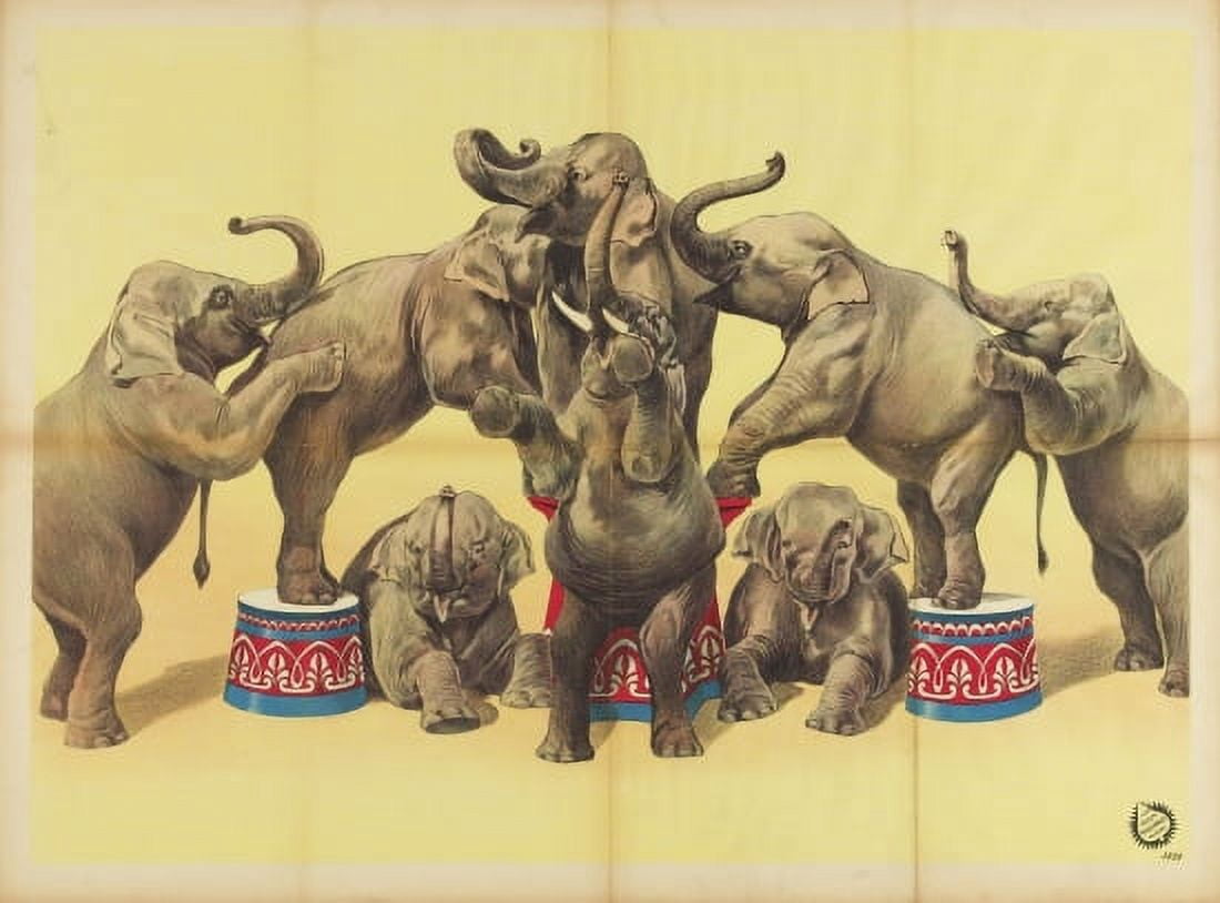 Vintage Elephant Circus Canvas Art - (24 x 36)