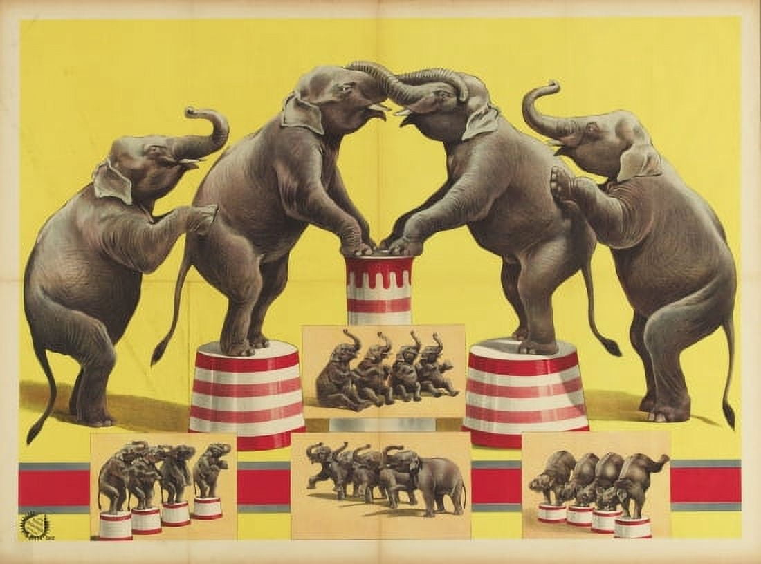 Vintage Elephant Circus Canvas Art - (24 x 36)