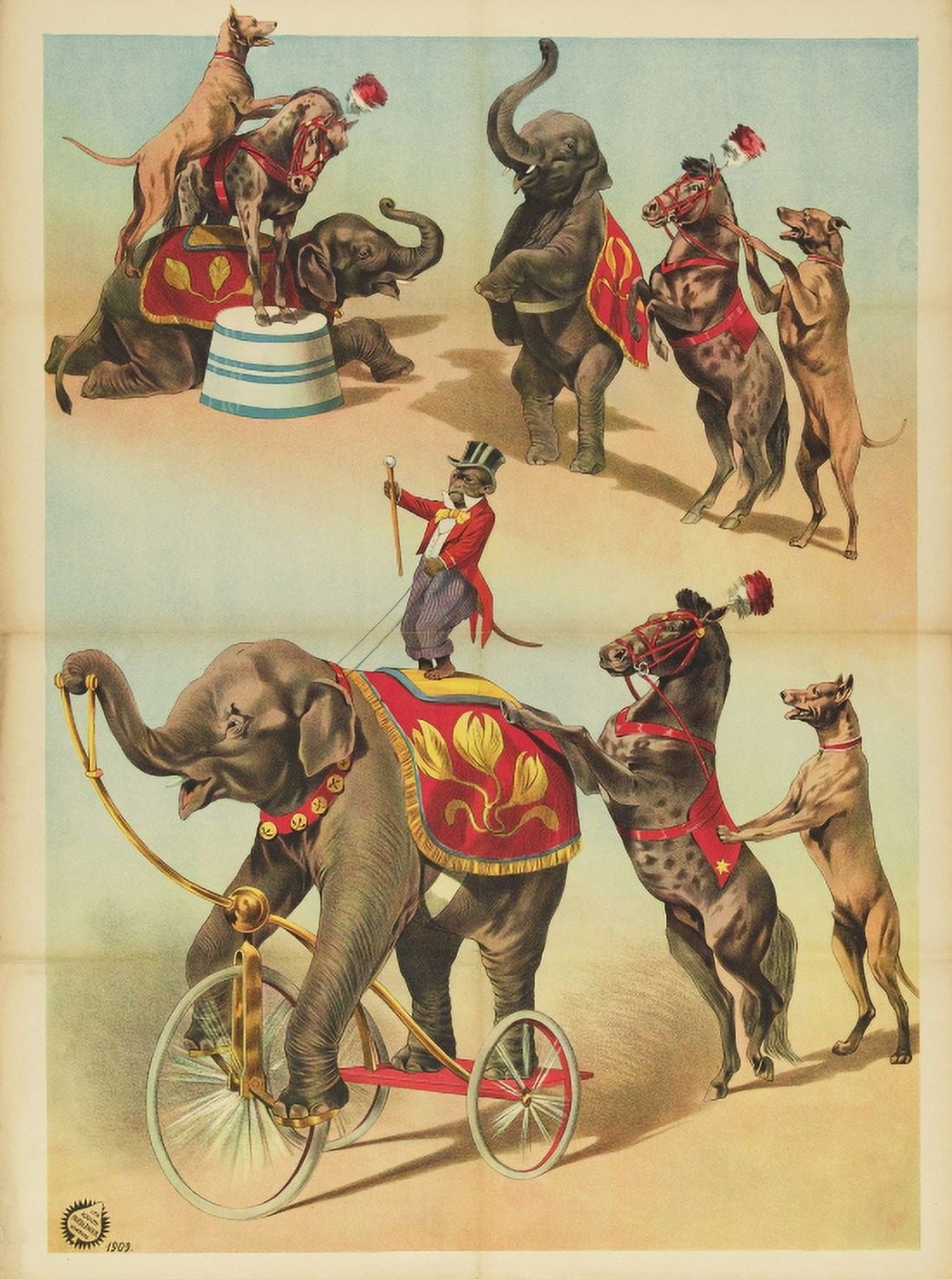 Vintage Elephant Circus Canvas Art - (24 x 36)