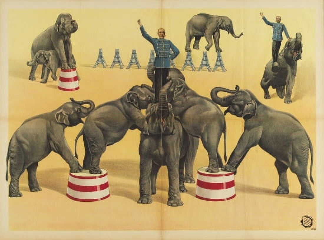 Vintage Elephant Circus Canvas Art - (36 x 54)
