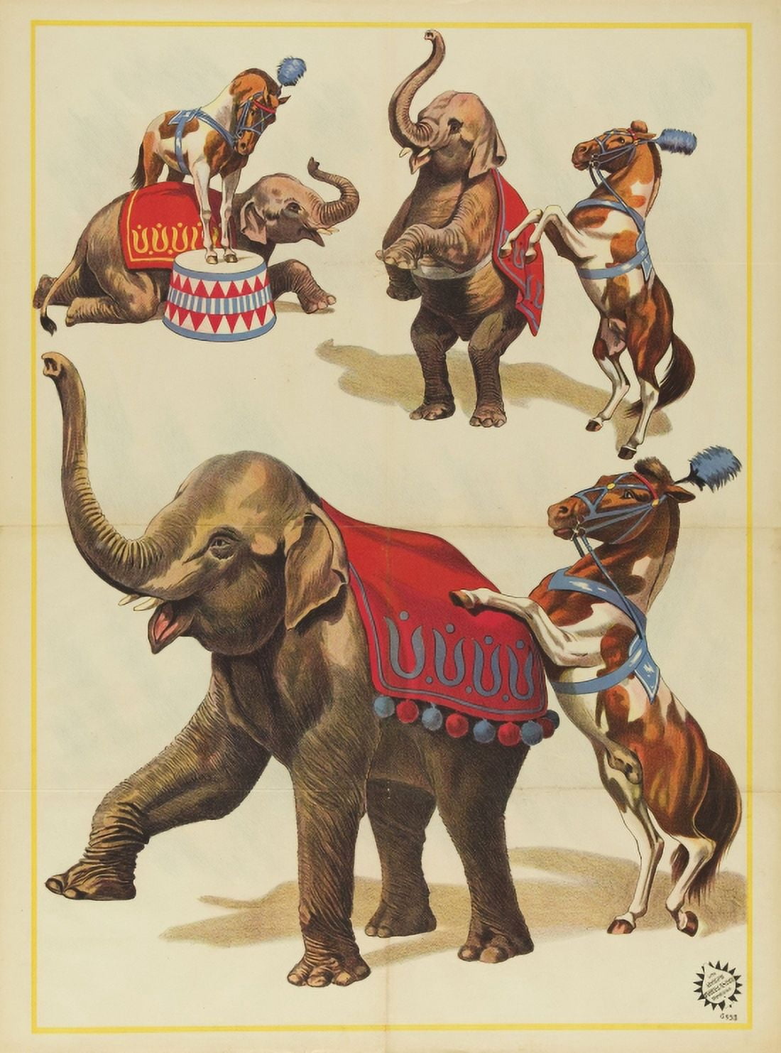 Vintage Elephant Circus Canvas Art - (36 x 54)