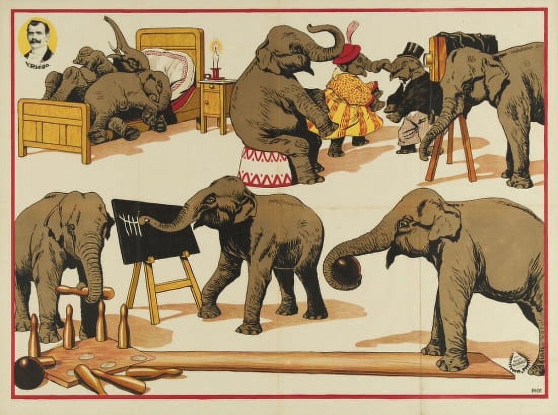 Vintage Elephant Circus Canvas Art - (36 x 54)