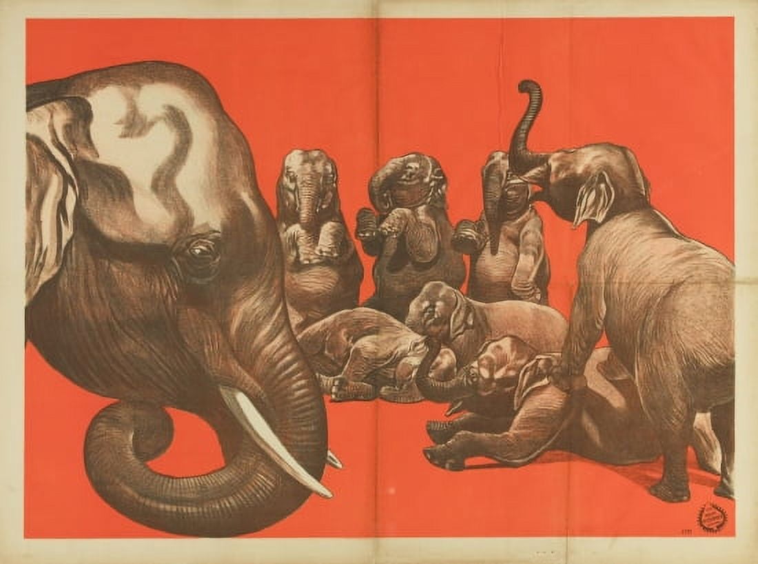 Vintage Elephant Circus Canvas Art -  (36 x 54)
