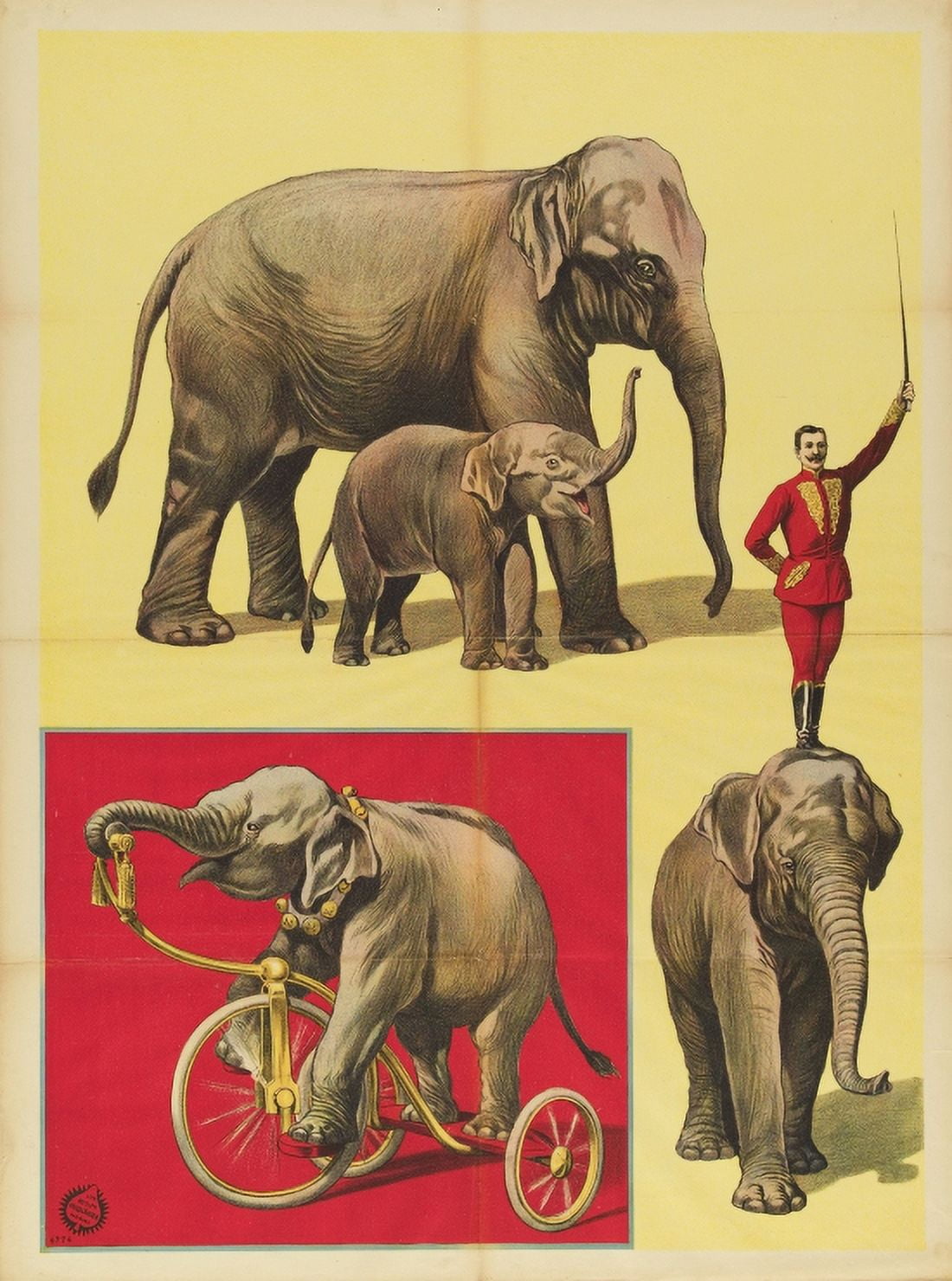 Vintage Elephant Circus Canvas Art - (36 x 54)