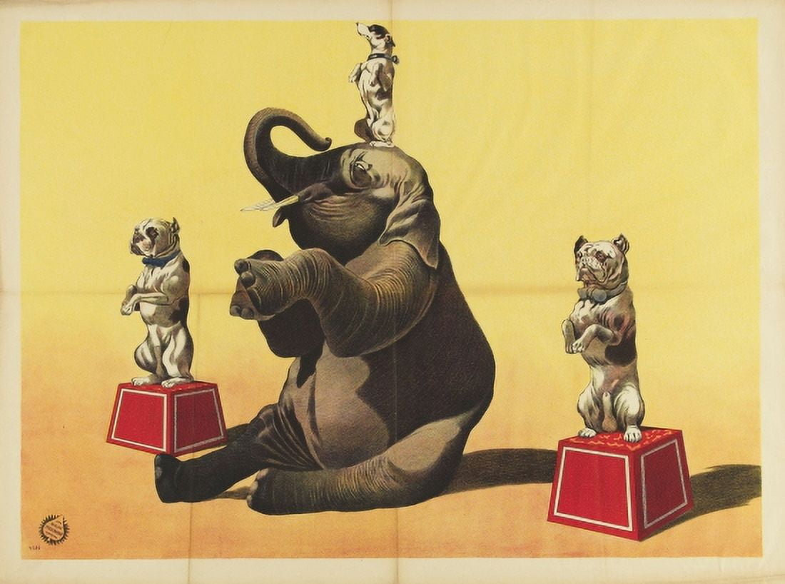 Vintage Elephant Circus Canvas Art - (36 x 54)