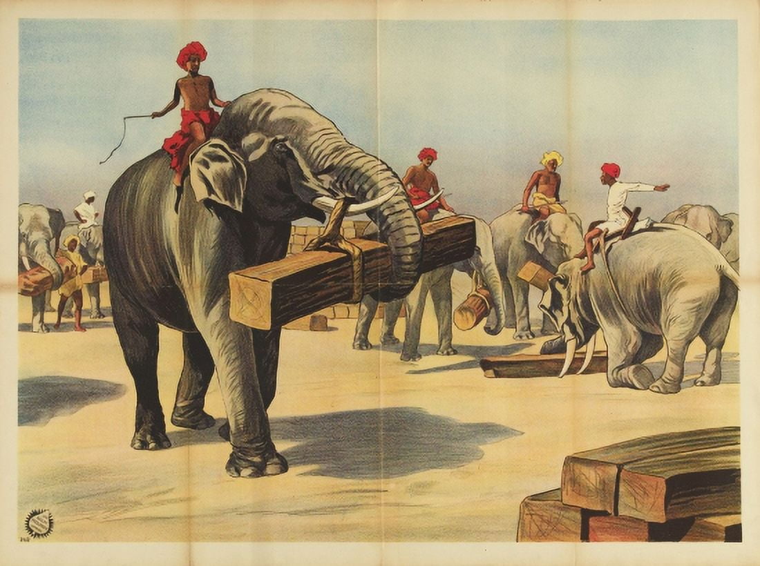 Vintage Elephant Circus Canvas Art - (36 x 54)