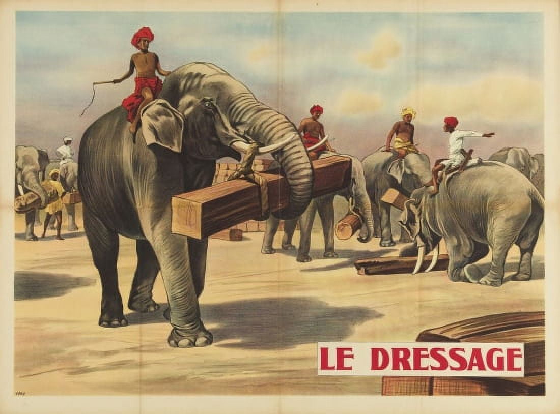 Vintage Elephant Circus Canvas Art - (36 x 54)