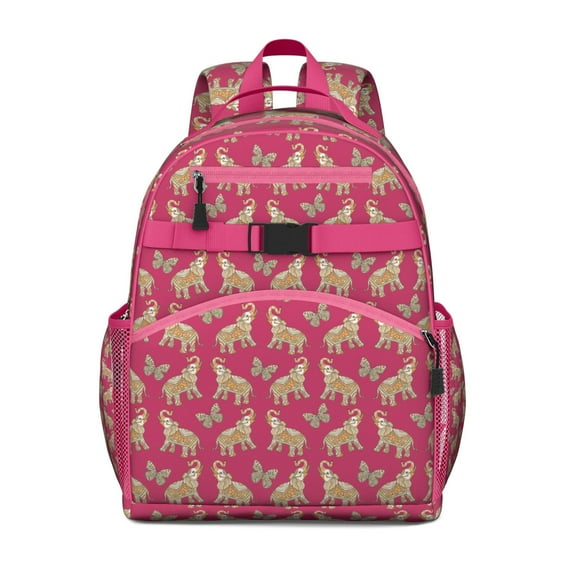 Vintage Elephant Pattern Travel Backpack - Durable & Adjustable Daypack for Light Travelers