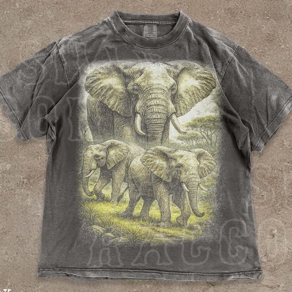 Vintage Elephant Shirt Oversized Graphic Tee Wildlife Shirt Nature Lover Gift Safari Animal T-Shirt Clothing DARK HEATHER Unisex S-5XL Hot Trending Shirt, Vintage Birthday Gift