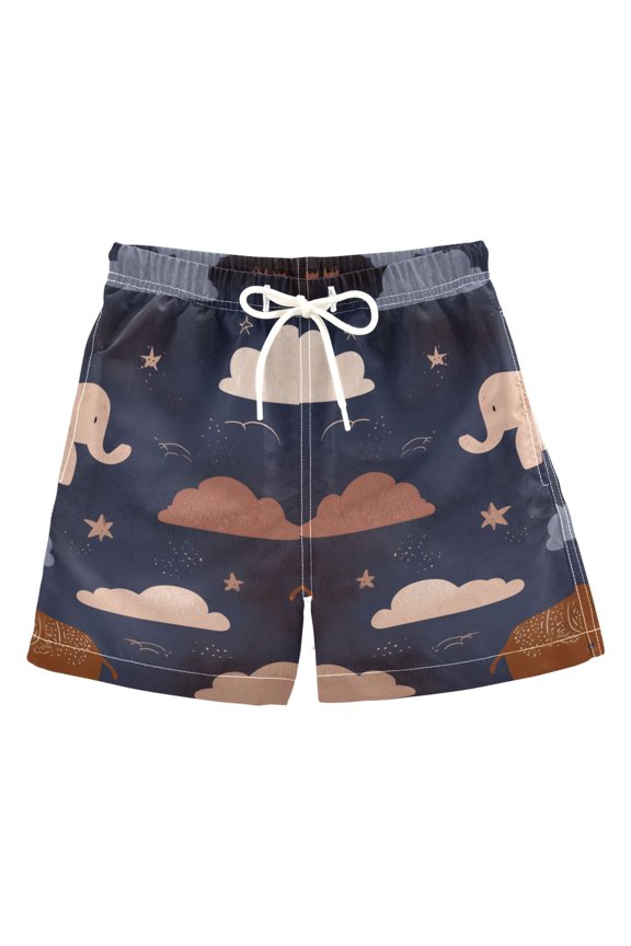 Vintage Elephants Stars and Clouds Swim Trunks Board Shorts Beach Pants Bathing Bottoms 2T